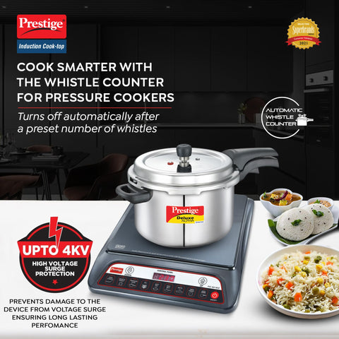 Prestige PIC 20 WIZ 1600W Induction Cooktop(Black, Automatic Whistle Counter, Indian Menu Option)