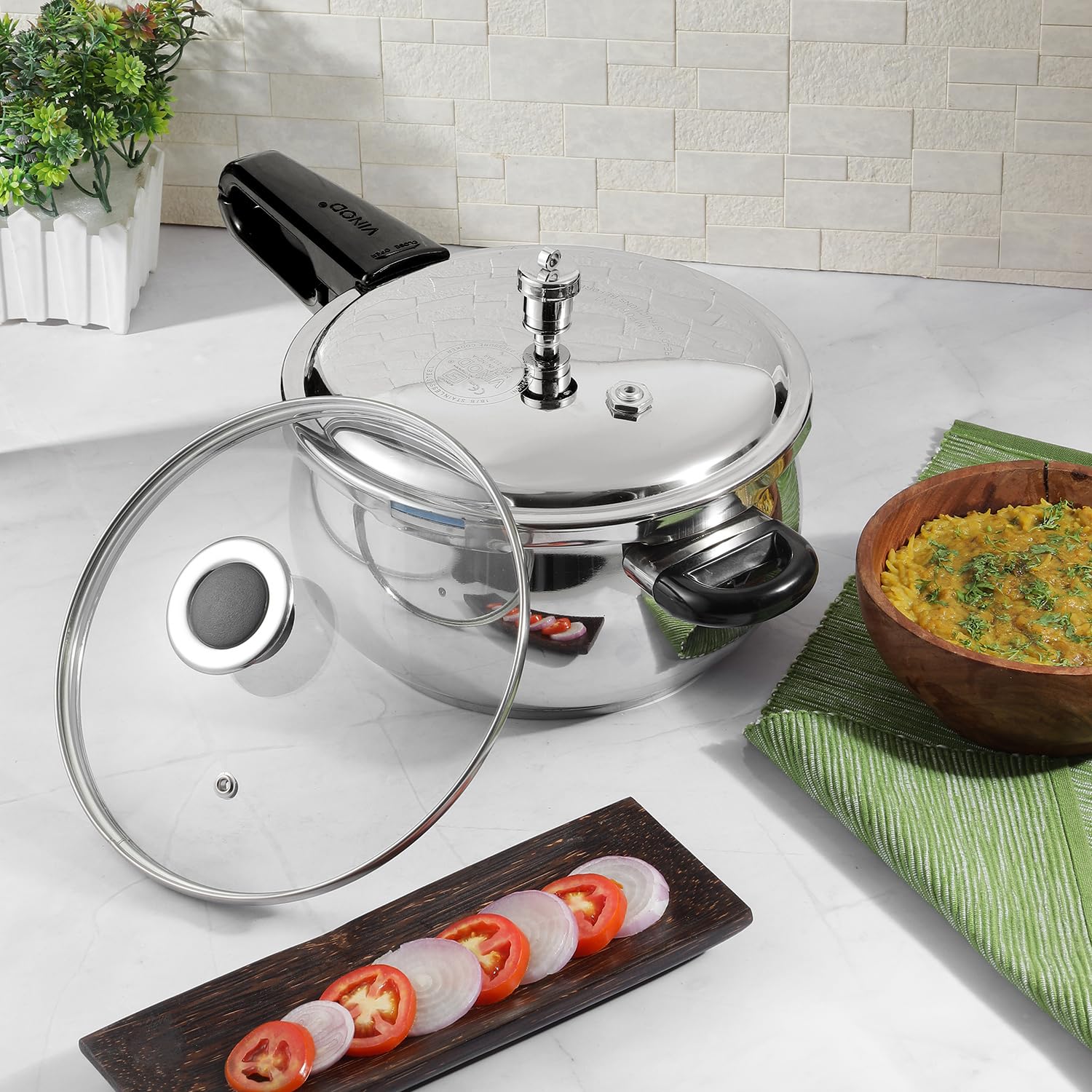 Vinod Splendid Plus 3.5L Stainless Steel Handi Cooker | Glass Lid