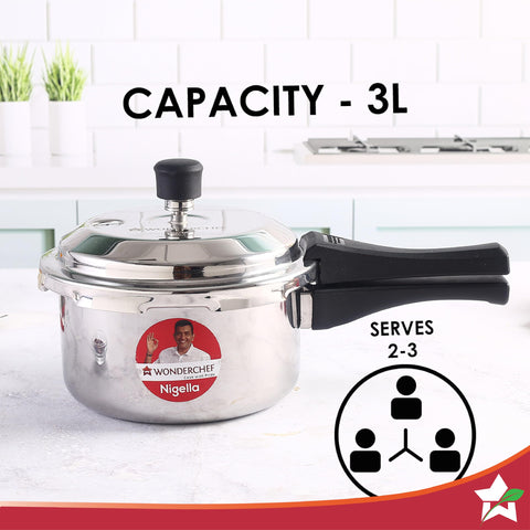 Wonderchef Nigella 3L Tri-Ply Pressure Cooker | Induction Ready