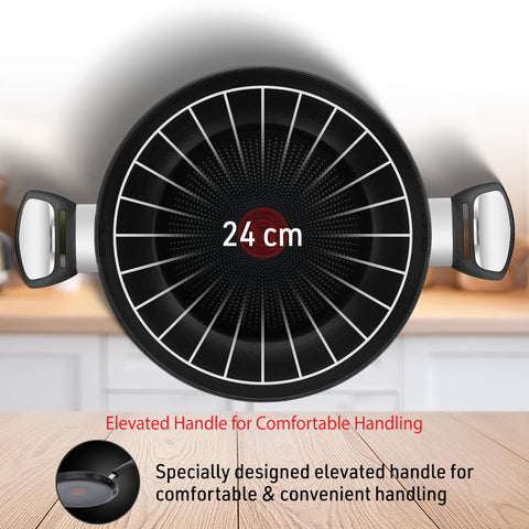 Tefal Day by Day Non-Stick Deep Frypan/Thermo-Spot Technology/PFOA Free, Titanium Non-Stick Coating / 24 cm/Superior Induction Base/Suitable for All Hob Type/Brown / 2 Years of Warranty