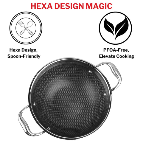 Vinod SAS Pro Platinum Triply Stainless Steel Kadai - 2.5 L | HexaShield Design Stick-Resistant Surface | Metal Spatula Safe | Less Oil, Healthy Cooking | Induction & Gas Base | PFOA Free
