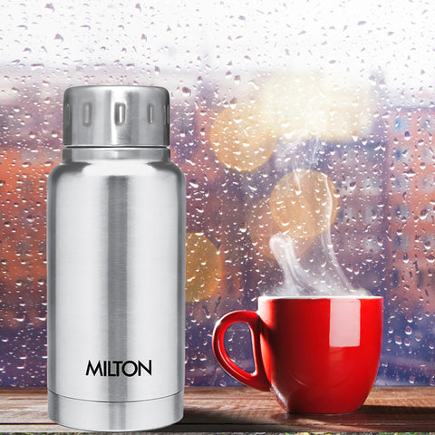 Milton Elfin 160 Thermosteel Bottle, 160 ml Water Bottles, 24 Hours Hot and Cold, Easy to Carry, Easy Grip, Rust Proof, Tea, Coffee, Office, Travel Bottle, Silver