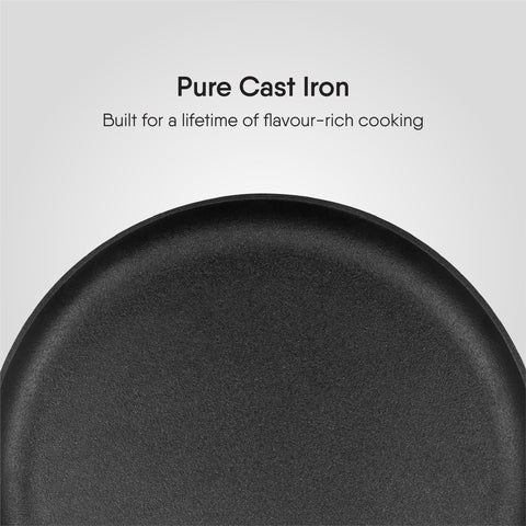 Stahl Blacksmith Signature Dosa Tawa | Flat Cast Iron Pan for Dosas, Pancakes, Chilas, and More | Pre-Seasoned, Induction & Gas Compatible | Beechwood Handle | 28cm
