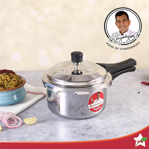 Wonderchef Nigella Tri-Ply Outer Lid Pressure Cooker 3L, 5 Years Warranty