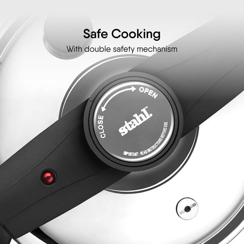 Stahl Versatil Triply Pressure Cooker, 5 L, Induction Cooker, Outer Lid Pressure Cooker, Induction & Gas Stove Compatible, 5 Years Warranty, Stainless steel, Silver