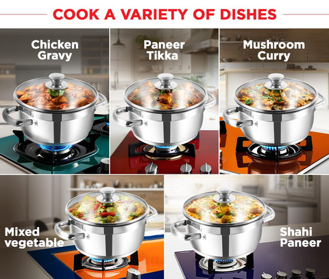 Vinod Two Tone Saucepot (20cm, 3 Litre) with Glass Lid