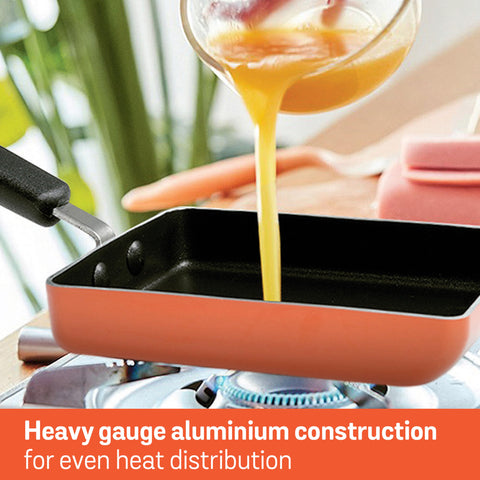 Meyer Non Stick Aluminium Omelette Pan/Tamagoyaki Egg Pan (18cm, Orange)