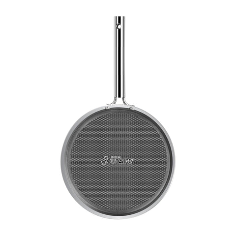 Prizm Honey Comb Triply Stainless Steel Dosa Tawa - 28 cm | Hexa Design | Metal Spoon Friendly | Riveted Handle | Gas, Induction Base |