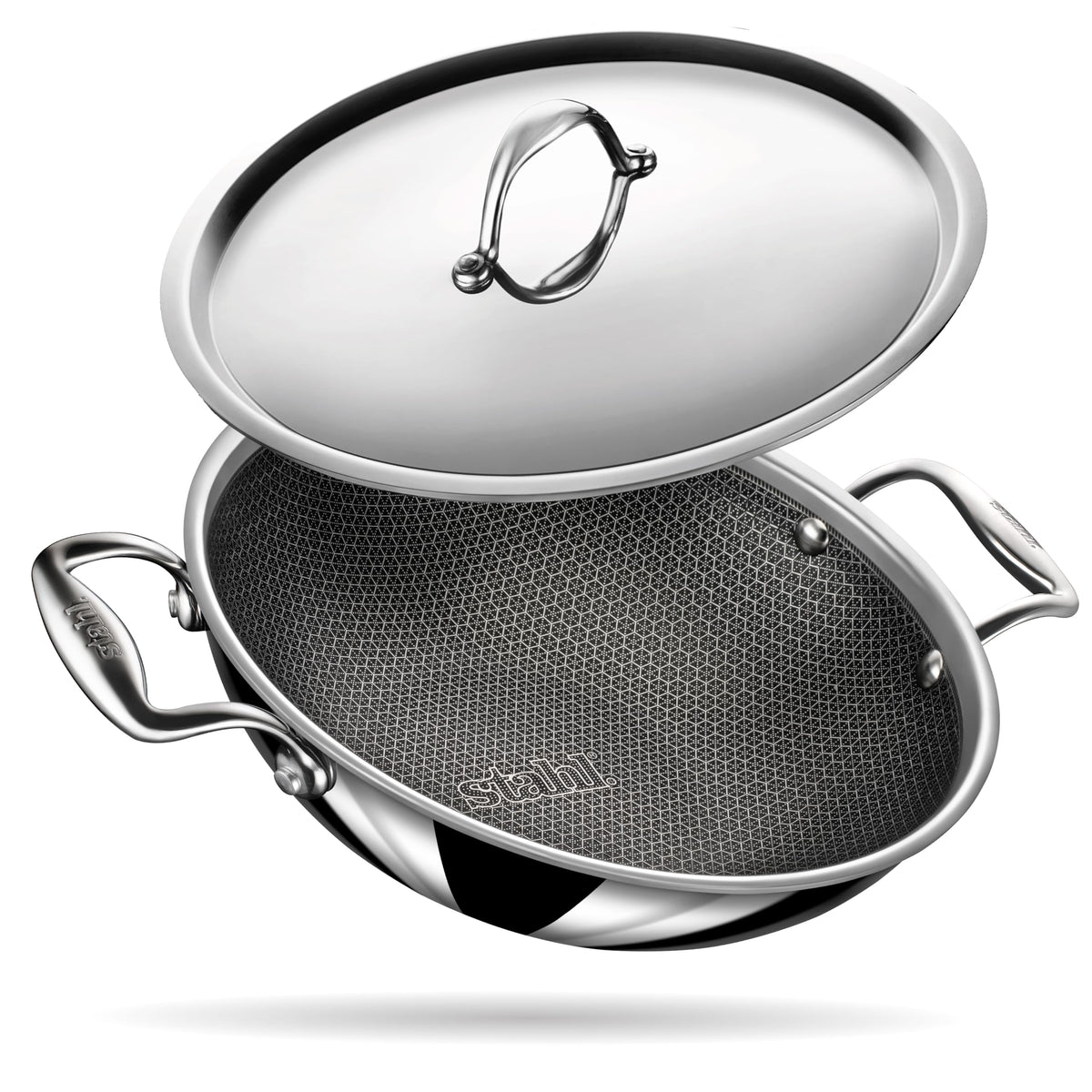 Stahl Artisan Hybrid Triply Non Stick Kadai with Lid, Stainless Steel Kadai for Cooking, Triply Kadhai Metal Spatula Friendly, Induction & Gas Stove Compatible, 0.8 L, 16 cm