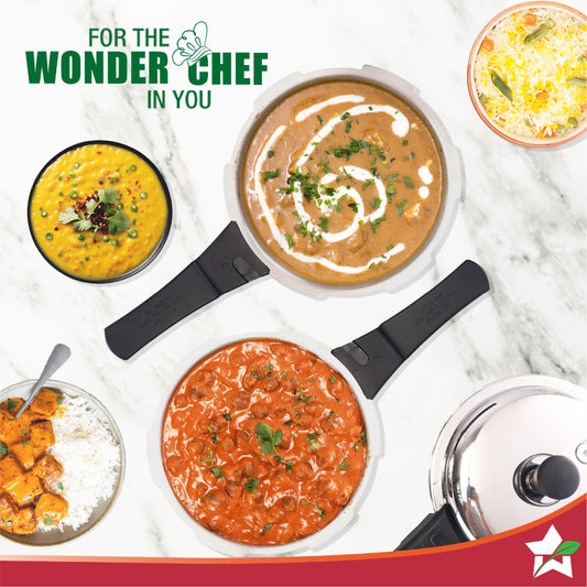 Wonderchef Venice Stainless-steel Pressure Cooker| 3L|Outer Lid|Triply Bottom |Safe Cooking |Compatible with Gas Stove, Induction, Ceramic, and Electric Stoves | ISI Certified |5-Year Warranty, Silver