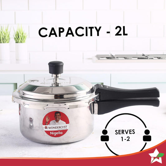Wonderchef Nigella Tri-Ply Outer Lid Pressure Cooker 2L, 5 Years Warranty