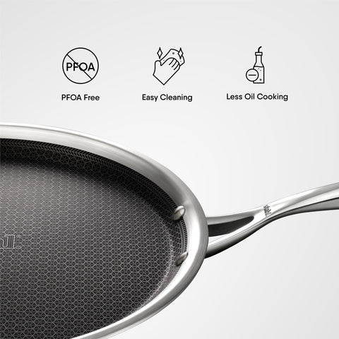 Stahl Artisan Hybrid Triply Dosa Tawa, Dosa Tawa with Induction Base, Non Stick Pan, Stainless Steel Scratch Resistant Dosa Tava, 28 cm