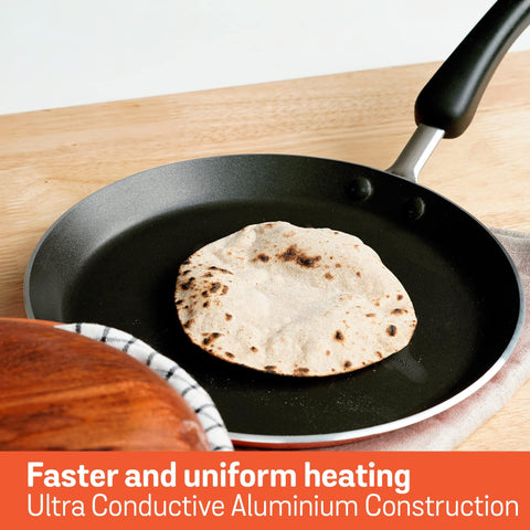 Meyer Flat Tawa Induction, 28cm/3mm Thick, Orange