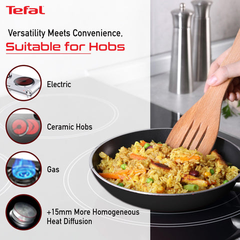 Tefal Cook & Savour Non-Stick Fry Pan with Glass Lid/Thermo-Spot Technology/Titanium Non-Stick Coating / 24 cm/Superior Induction Base/Suitable for All Hob Type/Black / 2 Years of Warranty