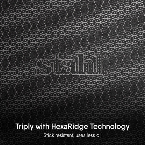Stahl Artisan Hybrid 2 L, 24 cm Triply Frying Pan with Lid | Induction & Gas Stove Compatible | Honeycomb Non Stick Fry Pan, Metal Spoon Friendly