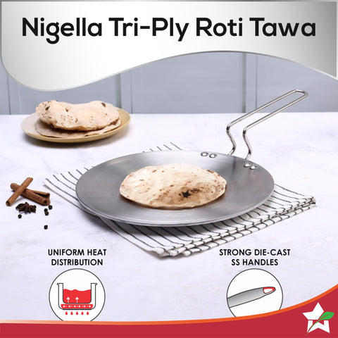 Wonderchef Nigella 26cm Tri-Ply Roti Tawa | Non-Stick, Induction Ready
