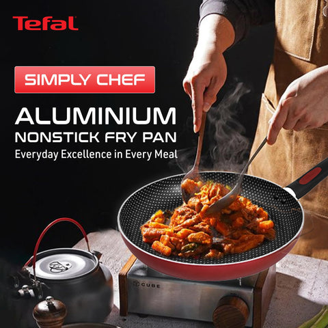 Tefal Simply Chef 28 cm Fry Pan | Resist Plus Non-Stick Coating | Silicon Non-Slip Handle | Easy Cooking & Cleaning | Two Way Coating | 100% Safe Non-Stick Coating (PFOA Safe)