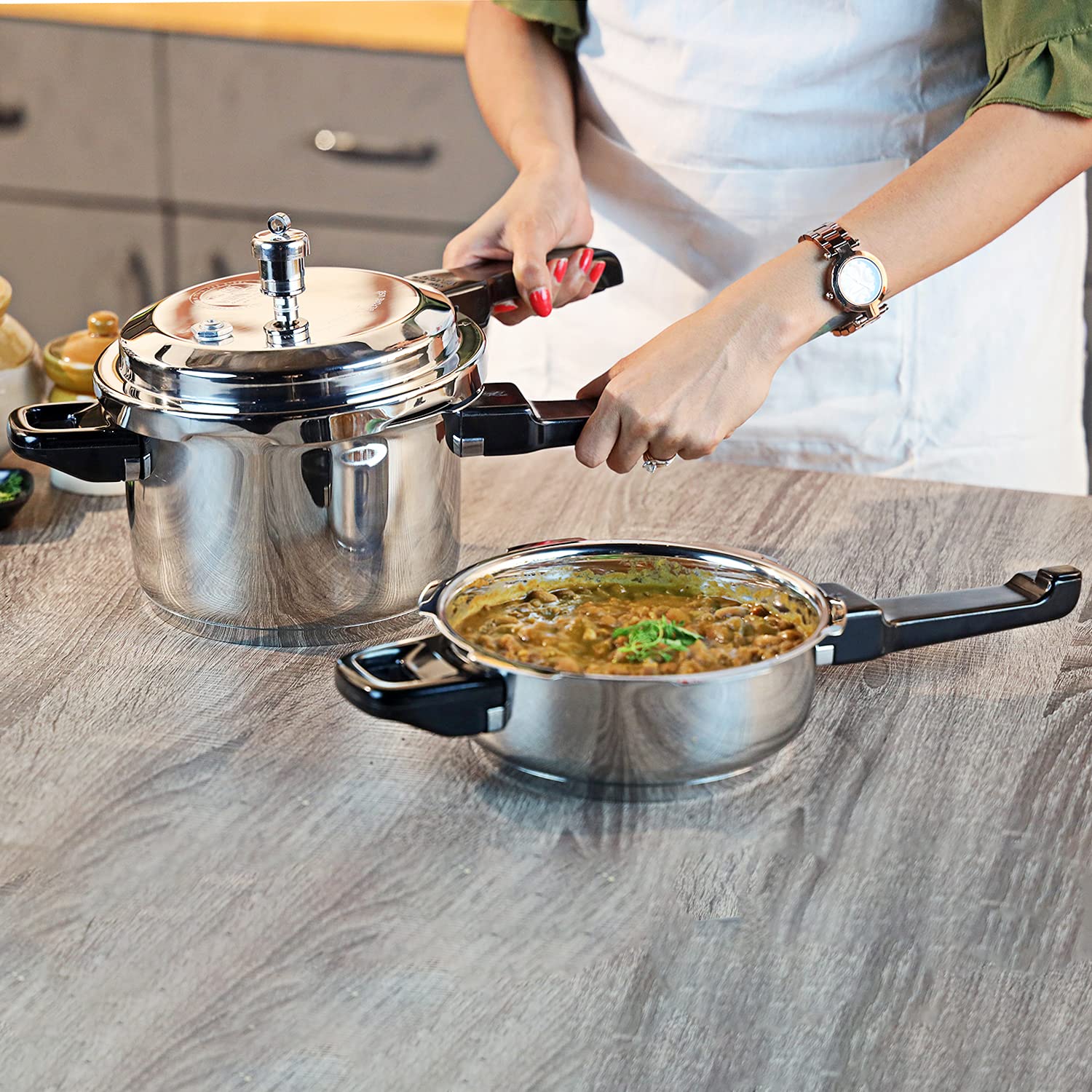 Vinod Stainless Steel Pressure Cooker Combo | 3L & 2L Set with Lid