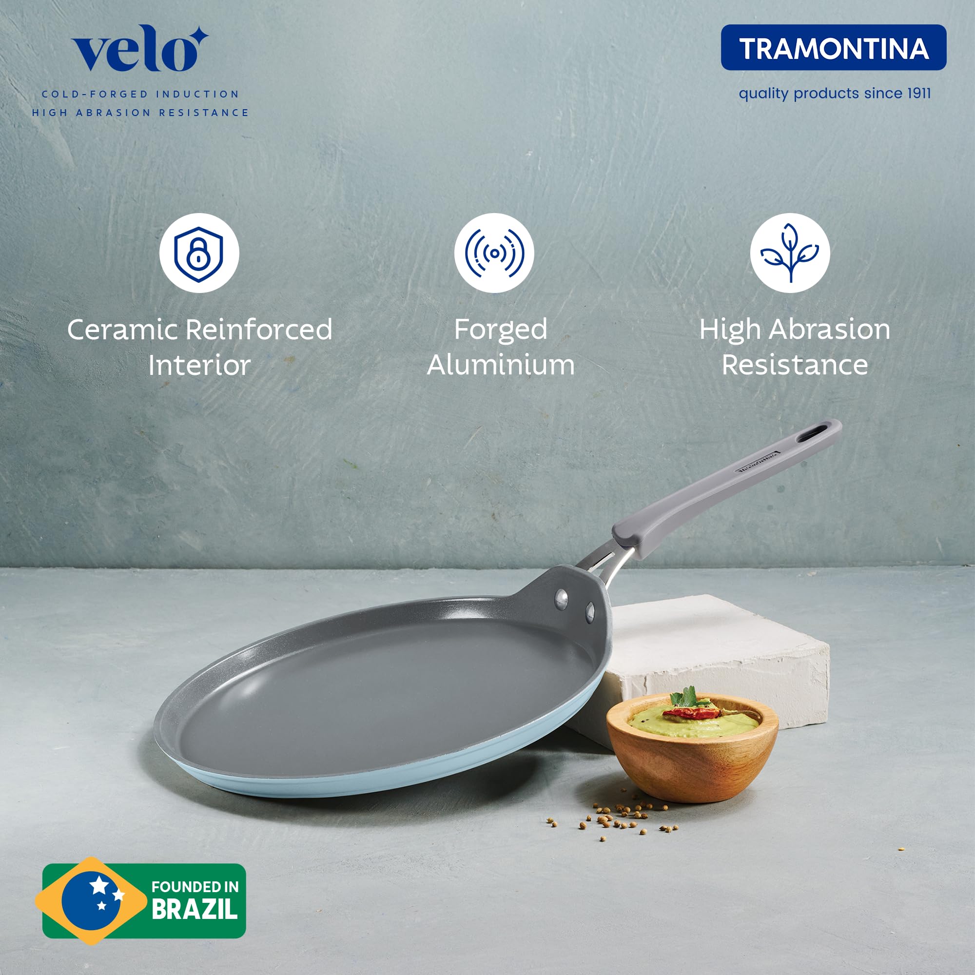 Tramontina Velo 30cm Forged with Ceramic Reinforced Interior Flat Dosa Tawa