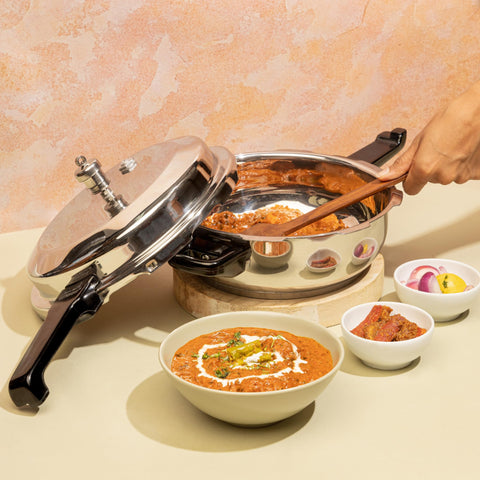 Vinod Stainless Steel Pressure Cooker 6 Litres | Also use as Deep Fry pan | Sandwich Bottom | Induction and Gas Stove Friendly | 2 Years Warranty | ISI and CE certified | Silver