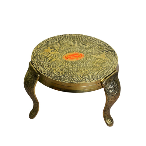 Brass Mukkali Stool | Traditional Pooja Chowki for Ritual Worship and Home Temple Decor