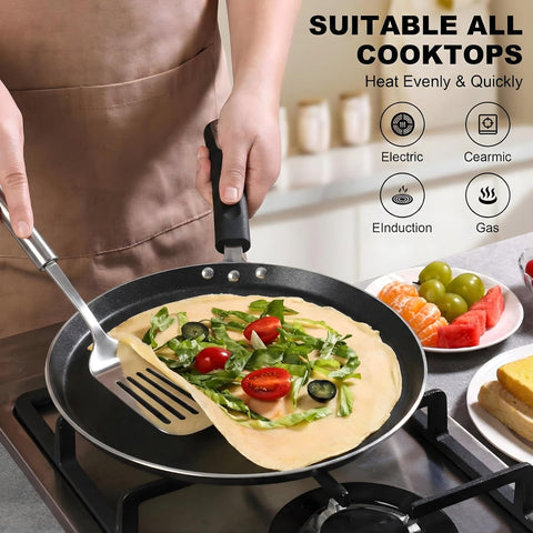 Vinod Hanos Hard Anodised Non Stick Dosa Tawa 30 cm | 5.25 mm Thick Base | 5X Longer Lasting Than Ordinary Non-Stick | Metal Spoon Safe | Induction & Gas Compatible | Soft Touch Handle | PFOA Free