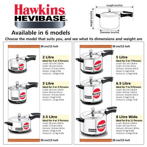 Hawkins Aluminium 3 Litre Hevibase Pressure Cooker,Induction Inner Lid Cooker,Silver(IH30)