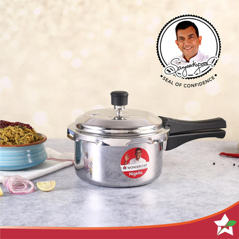 Wonderchef Nigella Tri-Ply Outer Lid Pressure Cooker 2L, 5 Years Warranty