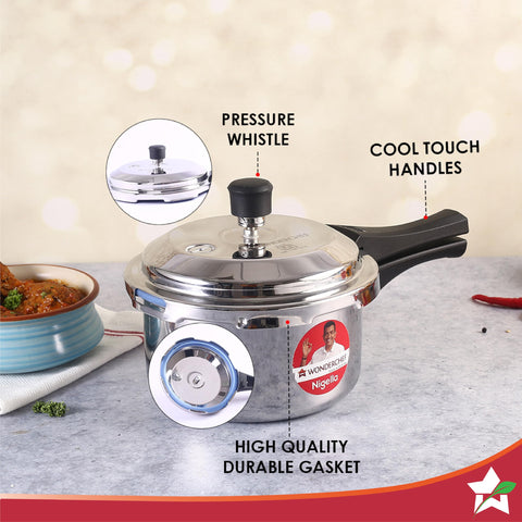 Wonderchef Nigella 3L Tri-Ply Pressure Cooker | Induction Ready