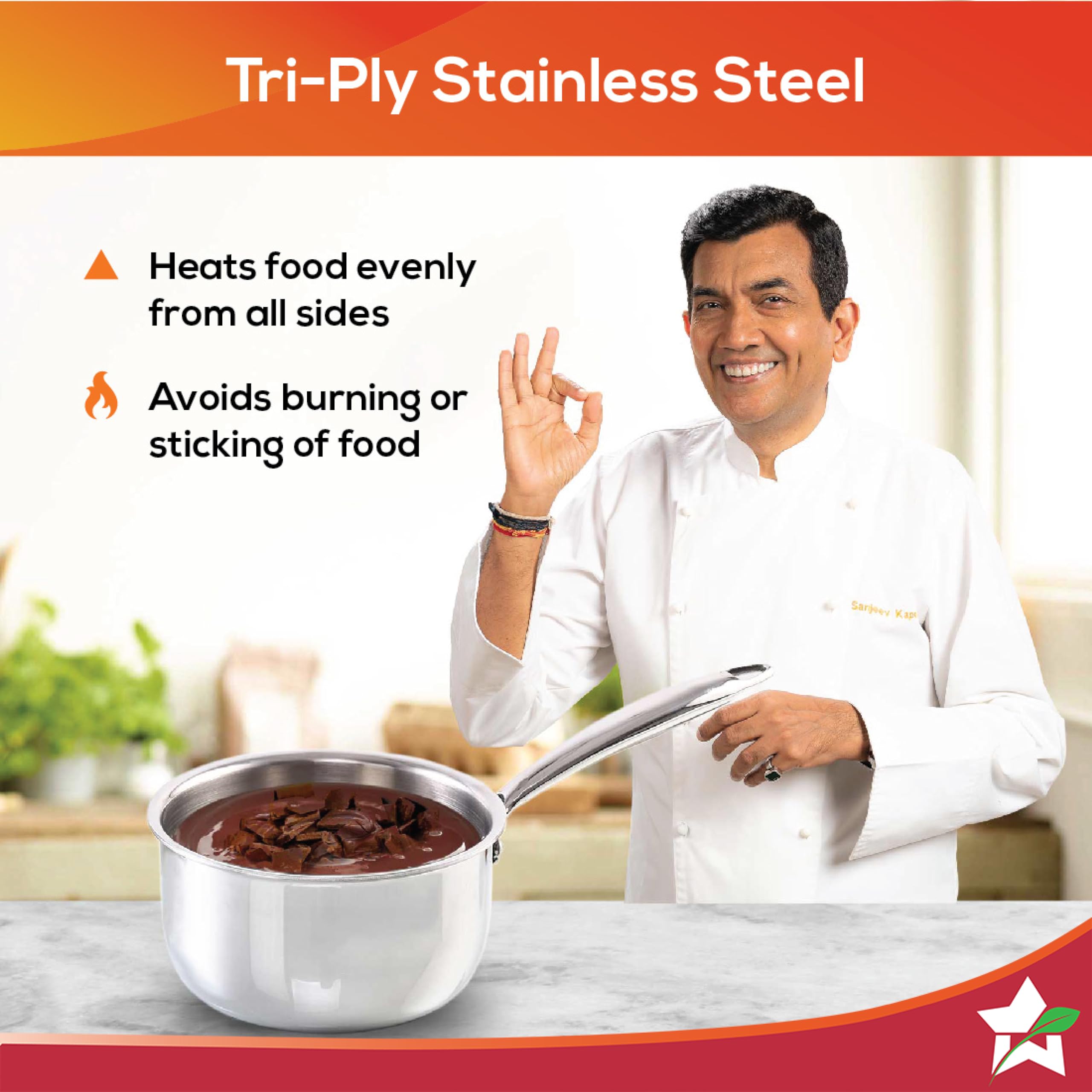 Wonderchef Nigella 16 cm Tri-ply Stainless Steel Saucepan – 1.5 L