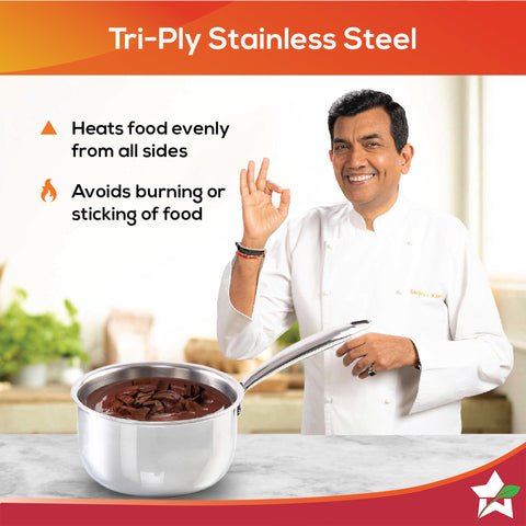 Wonderchef Nigella 16 cm Tri-ply Stainless Steel Saucepan – 1.5 L