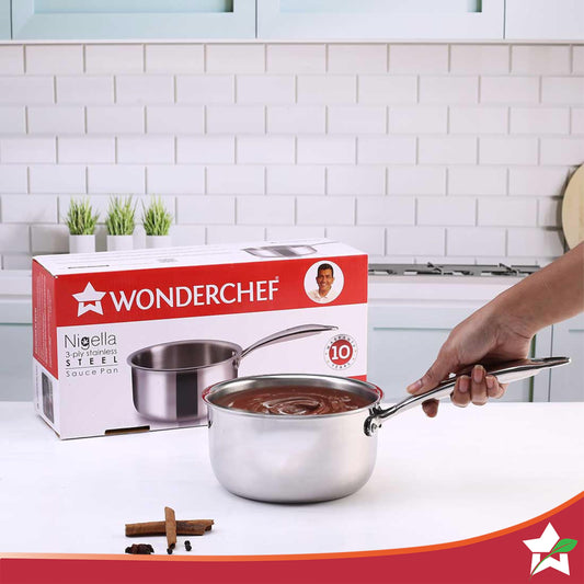 Wonderchef Nigella 16 cm Tri-ply Stainless Steel Saucepan – 1.5 L