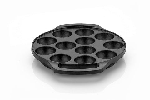 VARUDI Cast Iron Pre-Seasoned Paniyaram Appam Pan, Ponganalu Pan, Chatti Appam Maker, 12 Cavity, Black, 8 Inch Diameter