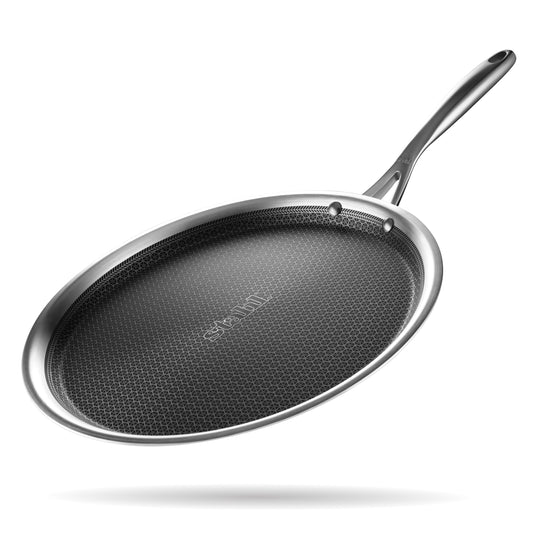 Stahl Artisan Hybrid Triply 32 cm Dosa Tawa | Dosa Tawa with Induction Base | Non Stick Pan, Stainless Steel Scratch Resistant Dosa Tava
