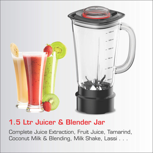 Vidiem Jumbo Juice 1000W Juicer Mixer Grinder (Black) | 1 Multipurpose Jar | Juicer Blender for Smoothies, Ice Crushing, Fruit Juices, Nutri Blending | 1-Year Warranty