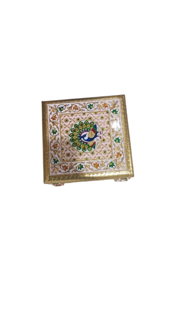 Wooden Pooja Chowki Embossed Silver Flower Design Puja Chowki for Idols