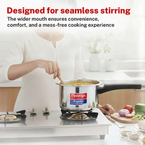 Prestige Svachh Popular Spillage Control Stainless Steel Pressure Cooker, (Silver) | Gas and Induction Compatible