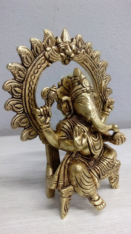 Brass Ganesh Sitting Sihasan Medium Size