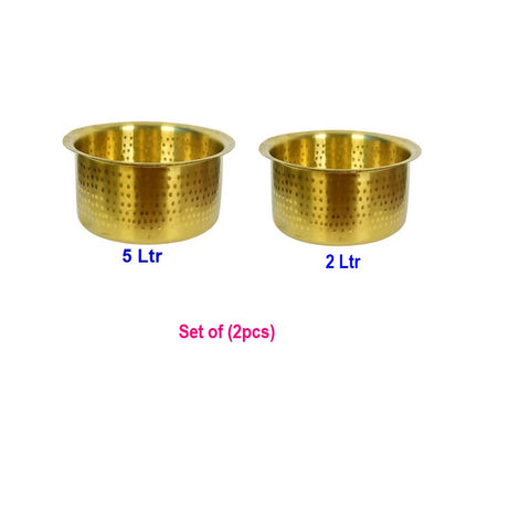 Brass Tope/Bhagona/Patila Set No.14 & 17 – 2L & 5L Capacity, 28cm Diameter (Set of 2)
