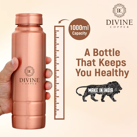 Divine Copper Water Bottle - King Plain 1000ML