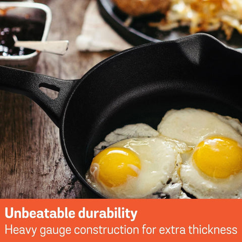Varudi Cast Iron Fry Pan (20 cm) Skillet Long Handle With Silicon Grip Fry Pan 37 cm, 20 cm diameter 1 L capacity (Cast Iron)
