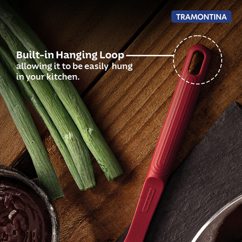 Tramontina Softta Slotted Spatula – Red Silicone Turner for Cooking, Frying & Flipping – Heat Resistant up to 210°C, Safe for Nonstick & Ceramic Cookware