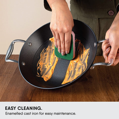 Stahl Blacksmith Hybrid Cast Iron Kadhai - Pre-Seasoned, Without Lid