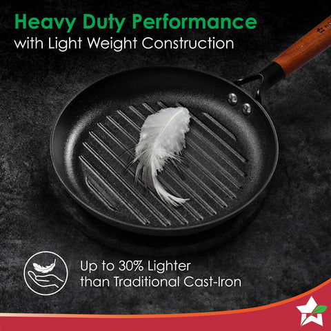 Wonderchef Ferro Light 24cm Grill Pan – Pre-Seasoned Cast Iron