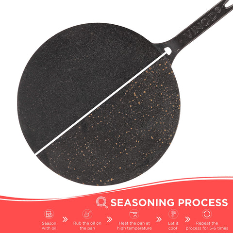 Vinod Legacy Pre-Seasoned Cast Iron Flat Multi Tawa 30 cm | Naturally Stick Free Pure Surface | Healthy Cooking Roti, Chapati, Dosa & Paratha | Chemical Free | Gas Compatible | Heavy Duty