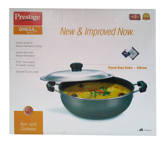 Prestige Omega Select Plus Round Base Kadai with Lid - 250 mm