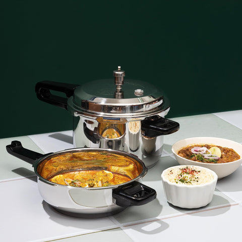 Vinod Stainless Steel Pressure Cooker Combo | 3L & 2L Set with Lid