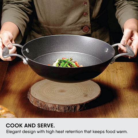 Stahl Blacksmith Hybrid Cast Iron Kadhai - Pre-Seasoned, Without Lid