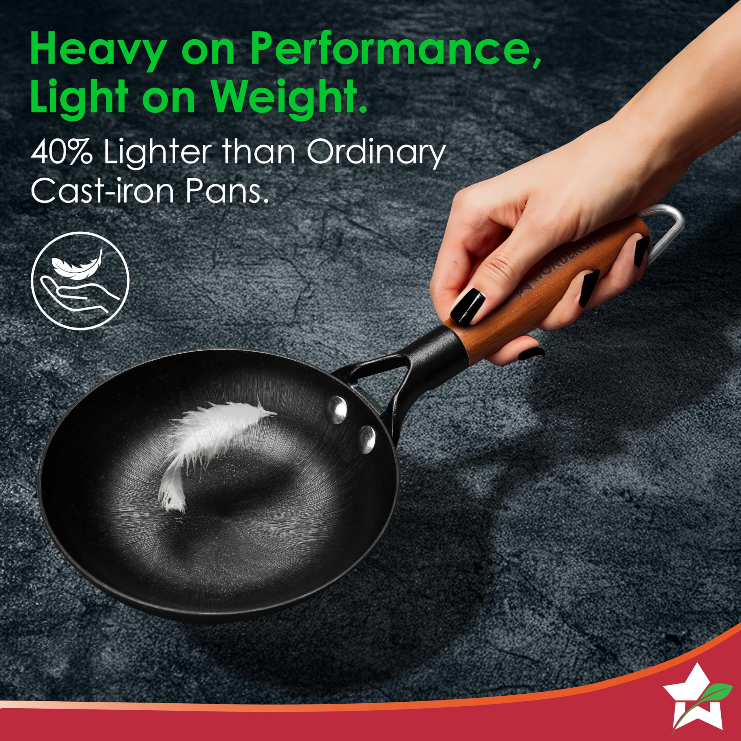 Wonderchef Ferro Light 24cm Fry Pan – Pre-Seasoned Cast Iron