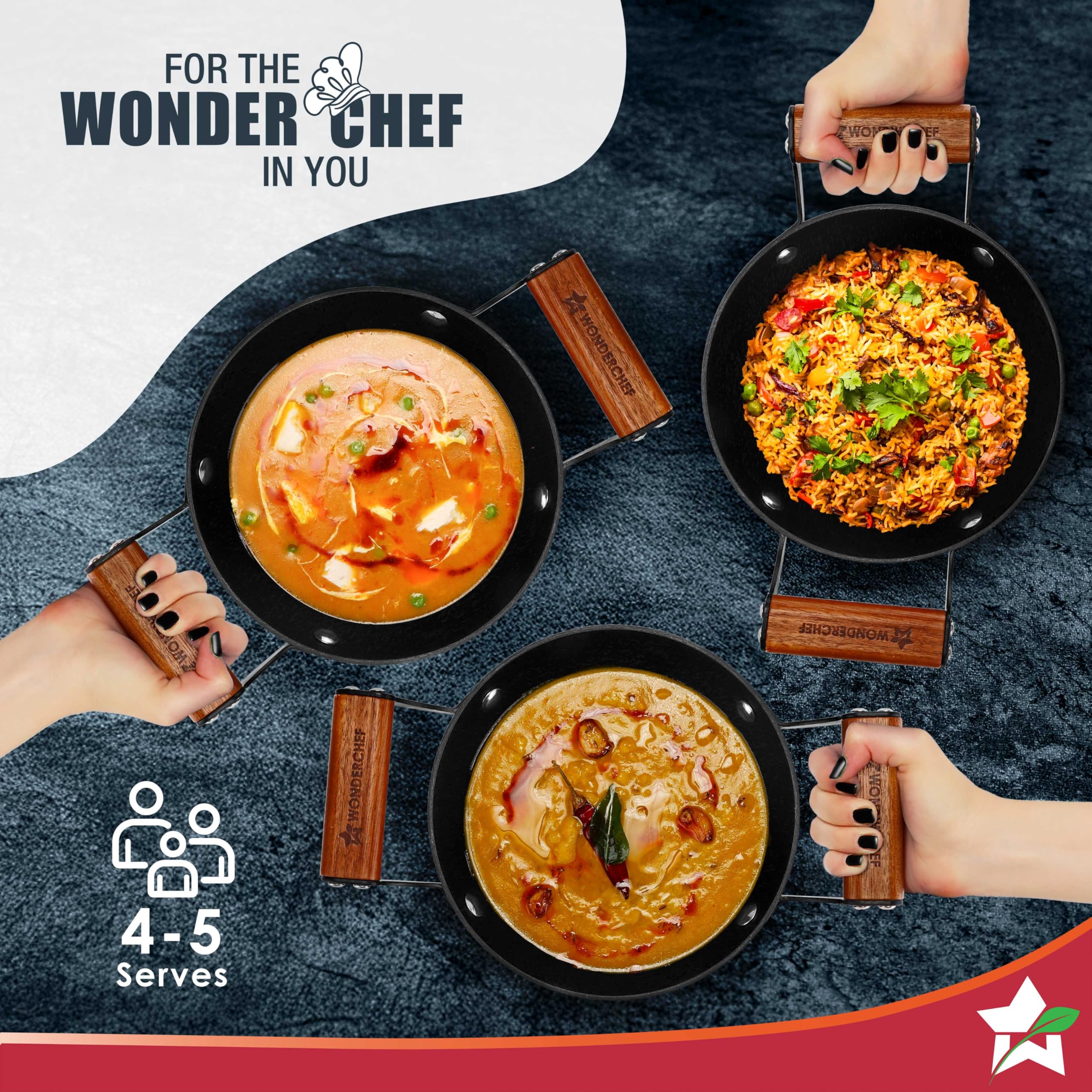 Wonderchef Ferro Light 24cm Kadhai – Pre-Seasoned Cast Iron
